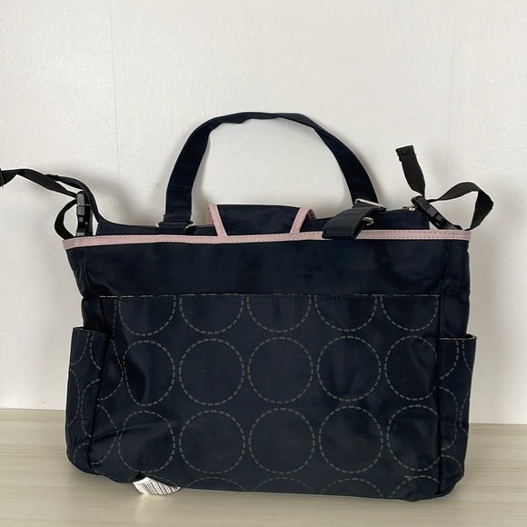 Carter's Black Pink Baby Diaper Bag Large 2 Outside Pockets 2 Side Pockets - Picture 2 of 5